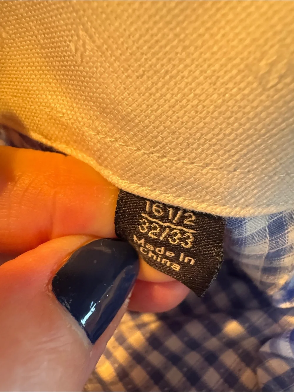 TailorByrd Collection Non-Iron Trim Fit Blue White Check Cotton Dress Shirt 16.5